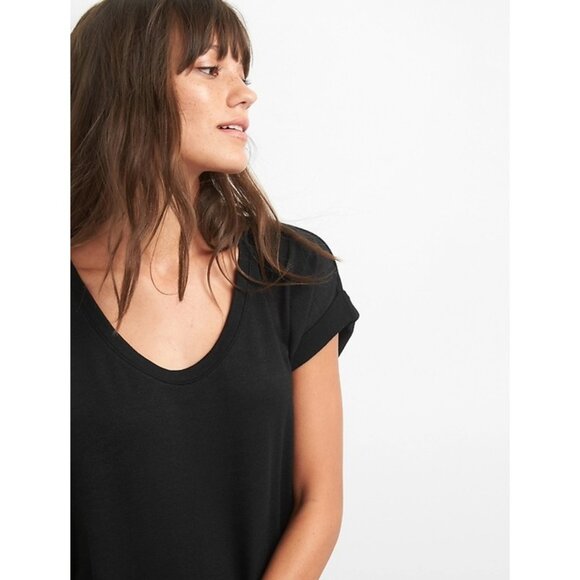 GAP Softspun roll-sleeve t-shirt Black - Picture 2 of 7